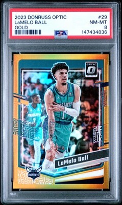 2023 PANINI DONRUSS OPTIC GOLD #29 LAMELO BALL 6/10 PSA 8