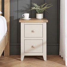 Bedside Table Slim 2 Drawer Cheshire Dove Grey Painted Bedroom Storage Furniture