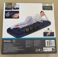 Image of Bestway Single Flocked Camping Airbed Inflatable Mattress Blow Up Air Bed