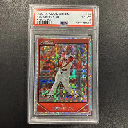 2007 Bowman Chrome Ken Griffey Jr #85 X-Fractor /250 PSA 8 NM MT Reds