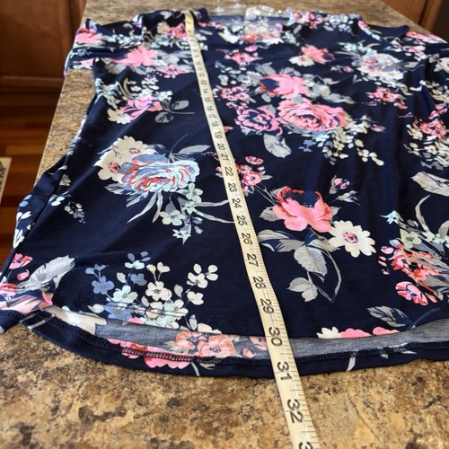 HoneyMe Curvy Sz XXL Blue Pink Floral V-neck Tunic Blouse Top - Bild 3 von 8