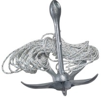 Ankerset 2,5 Kg + 20M 8 mm Ankerleine Anker Faltklappanker Klappanker Boot Leine