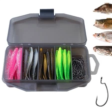61pcs Set Fishing Tackle Box Full loaded Accessories Hooks Lures Baits Worms