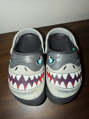 Crocs Classic Clog Kids Fun Lab Black Shark Light up Size C 12 Slip On Sandal