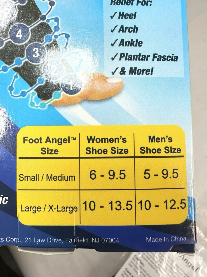 Foot Angel Anti-Fatigue Compression Foot Sleeve Sock Size S/M Slip On Black FrSh - Image 4 of 4