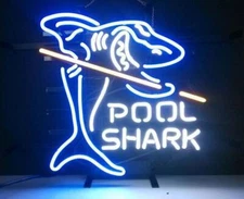 17"x14" Pool Shark Billiards Neon Sign Lamp Beer Light Game Bar Glass Decor Z244
