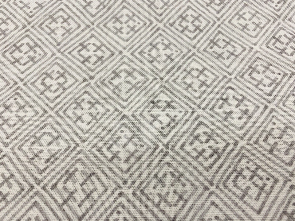 Thibaut Asian Geometric Linen Print Uphol Fabric- Laos / Grey 2.75 yd F972619 - Image 2 of 4