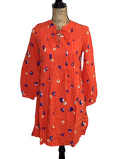 Women's Old Navy Peasant Shirt Dress Orange Floral Sz XS Old Navy String (2794)