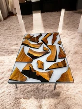 Epoxy Resin Dining Table Top Unique Acacia Wood Handmade Garden Furniture Decors