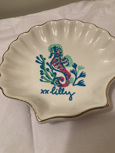 Lilly Pulitzer Ceramic Sea Shell Seahorse Trinket Dish Ocean Themed - Picture 3 of 14