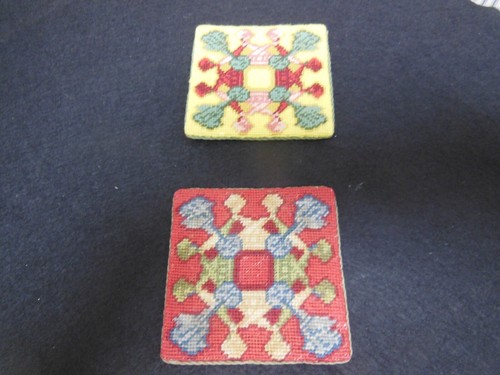 Vintage Classical Style Needlepoint Coasters Set of 2 - Picture 2 of 11
