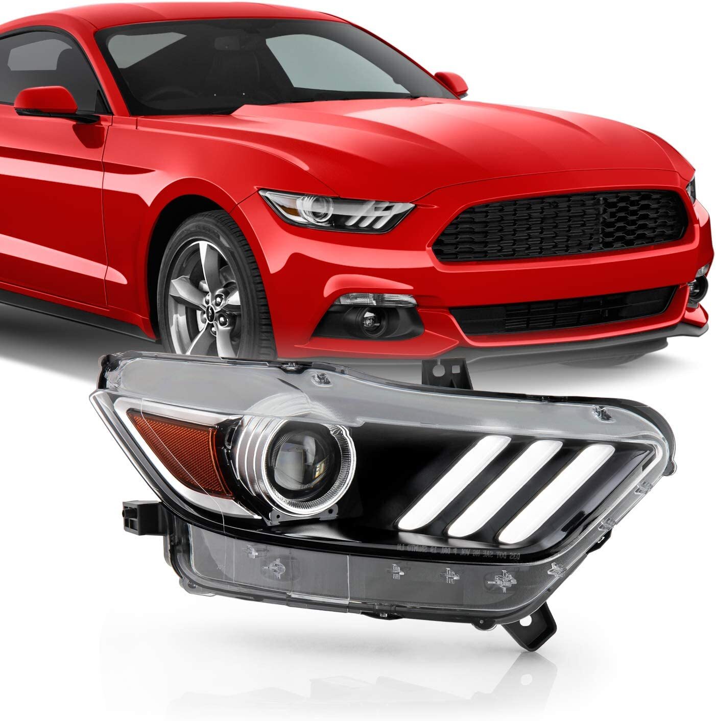 Passenger Side For 2015-2017 Ford Mustang Headlight Projector HID Xenon LED DRL