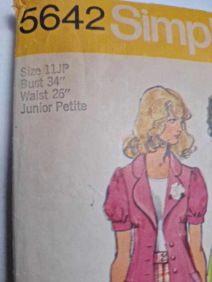 Pants Blazer Fitted Jacket 11 JP Junior Simplicity 5642 Sewing Pattern Cut VTG - Image 3 of 4