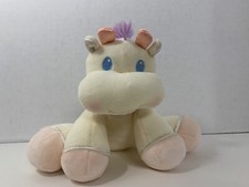 Eden plush cow calf baby rattle pink purple bow cream yellow stuffed toy