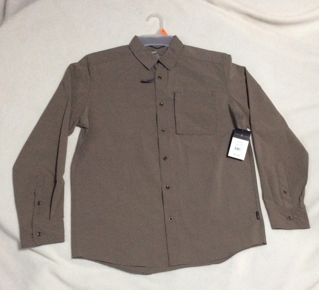Swiss Tech Mens Long Sleeve Shirt Button Olive Stretch Nylon Poly Size Medium for sale online | eBay