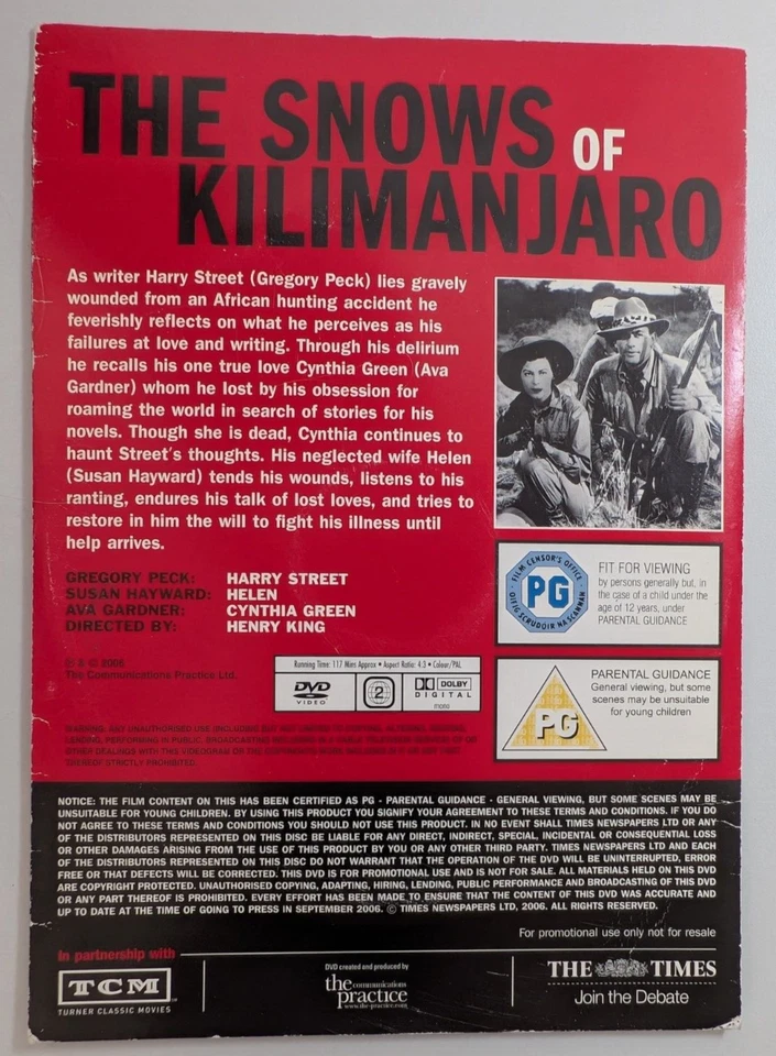 THE SNOWS OF KILIMANJARO 1952 DVD TIMES PROMO Gregory Peck Ava Gardner - Image 2 of 3
