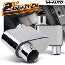 2 Pcs Chrome 2.25 Offset Inletoutlet Stainless Steel Chambered Exhaust Muffler