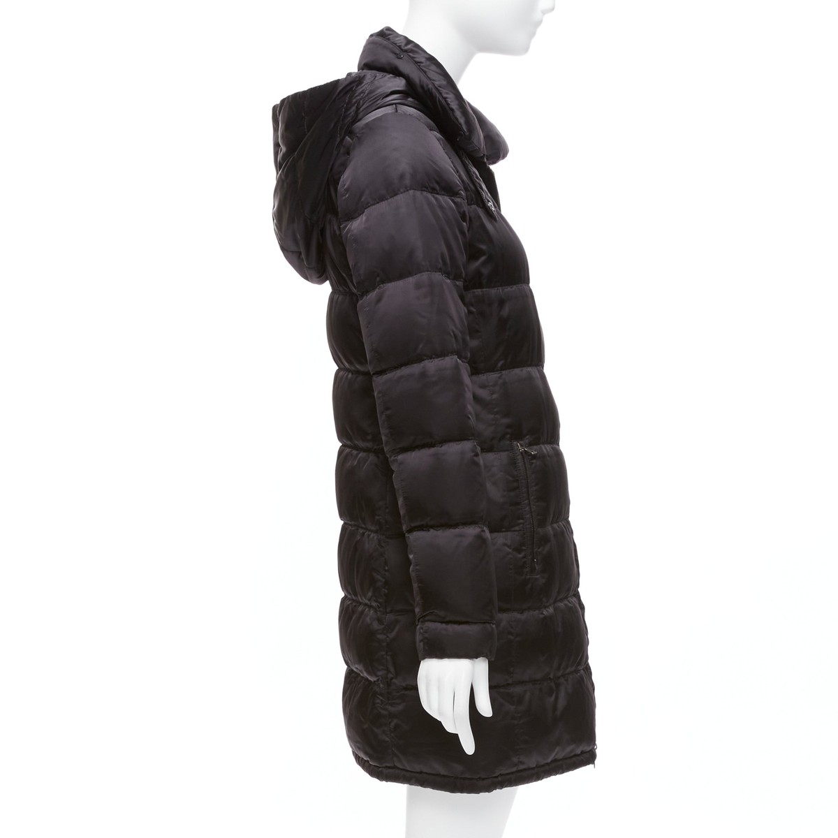 PRADA 2010 black shiny nylon hooded quilted long sleeve PRADA 2010 black shiny nylon hooded quilted long sleeve
