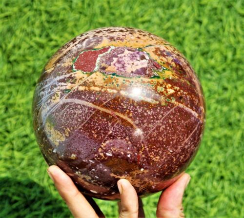 125 mm grande boule de jaspe océan rouge cristal de guérison chakra pierre précieuse sphère décoration - Photo 1 sur 9
