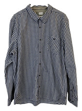 Toad & Co Shirt Mens XXL Navy Blue Checkered Collared Insect Shield Button Up