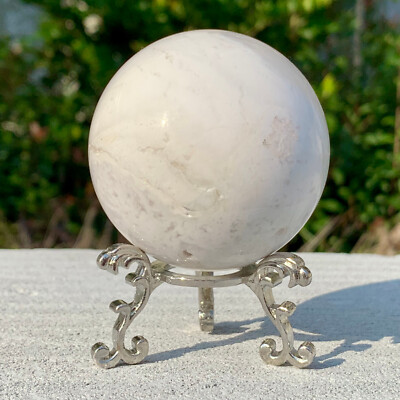 292G Natural Mexican Agate Sphere Crystal Healing Decor Quartz Ball gift+Base