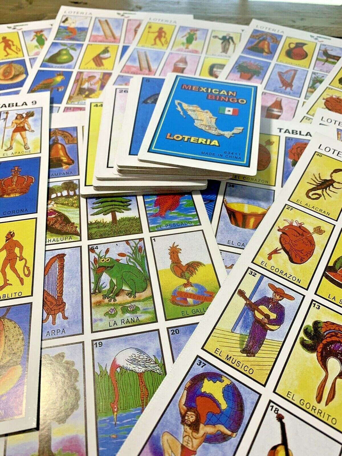 LOTERIA Mexicana Family Set of 10 Boards and Cards Bingo Gacela El Borracho  for sale online