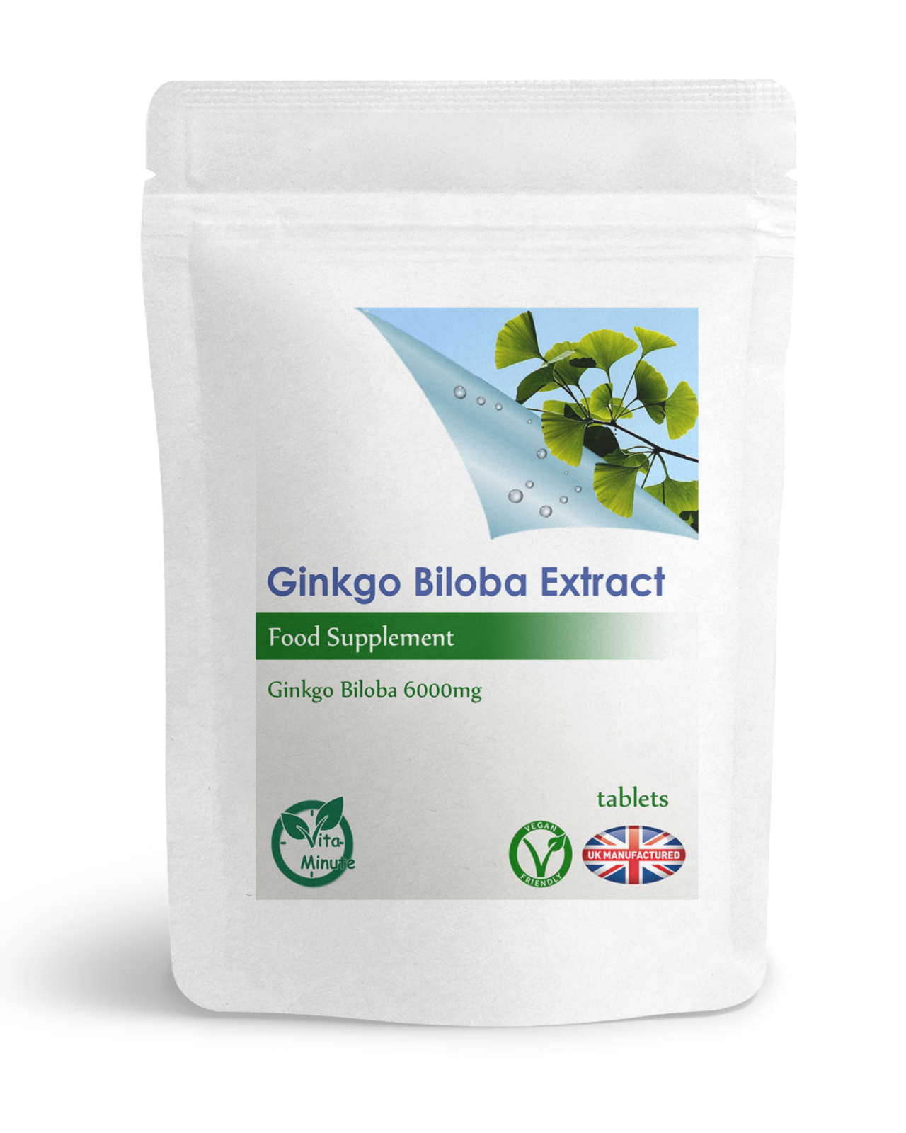 Ginkgo Biloba 6000mg - 180 Tablets - Mind And Memory, Blood Circulation Vegan UK