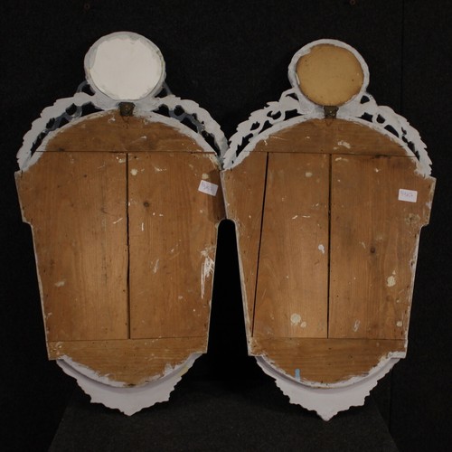 Coppia specchiere stile antico Luigi XVI mobili legno laccato applique XX sec - Foto 7 di 12