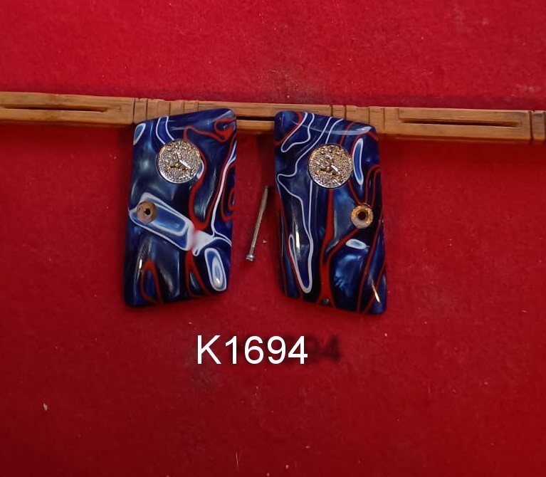 Kirinite Patriotic Pearl Grips w/Silver Mdlns for Colt 1908 Vest