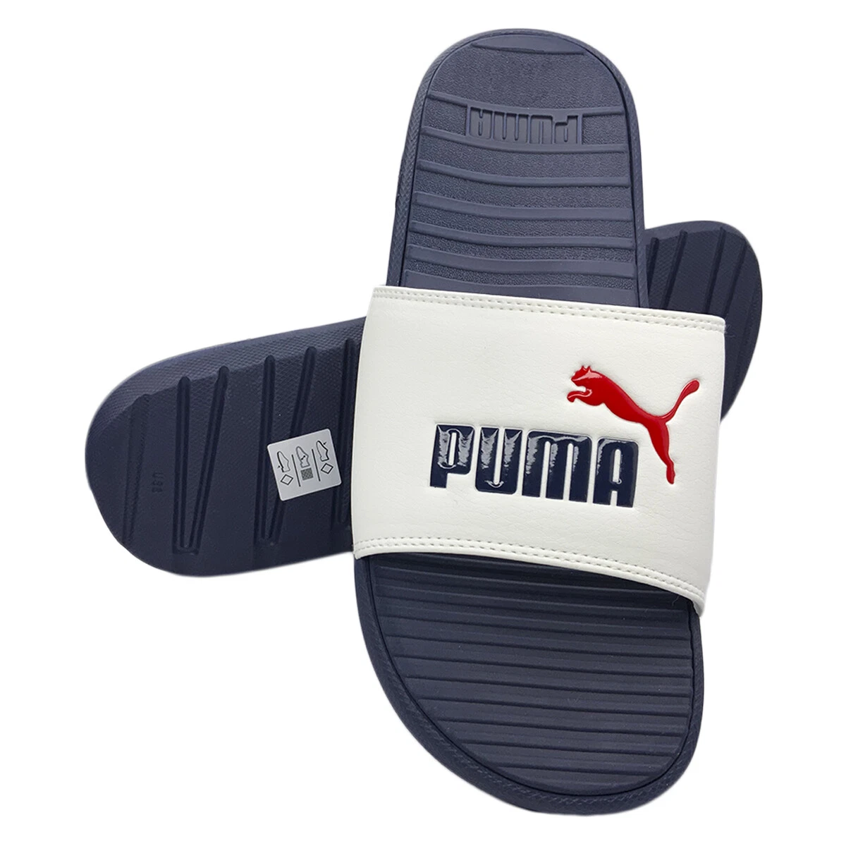 SANDALI SLIP ON SLIDES NUOVI CON ETICHETTE PUMA MSRP $48 99 COOL CAT SPORT UOMO BLU NAVY TAGLIA 12