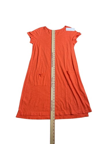 EILEEN FISHER Hanf Bio Baumwolle Twist entspannte Passform Kürbis orange Kleid. Gr. LRG - Bild 3 von 8