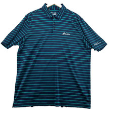 Under Armour Heatgear Loose Fit Men's Size XL Blue Striped Stretch Polo Shirt