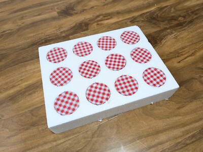 100 ml Marmeladengläser aus Glas - rotes Kappenmuster - 12er Set