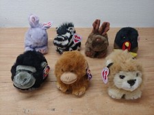 Lot of 7 Puffkins Plush Stuffed Animals - Bunny, Zebra, Gorilla, Lion  More
