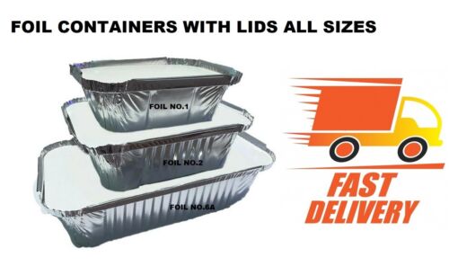 100 x Aluminium Foil Hot Food Containers Box ALL SIZE PSL Lids Home Takeaway 