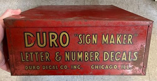 Antique Primitive Duro Sign Maker Mercantile Metal Box Duro Decal Co - Picture 8 of 9