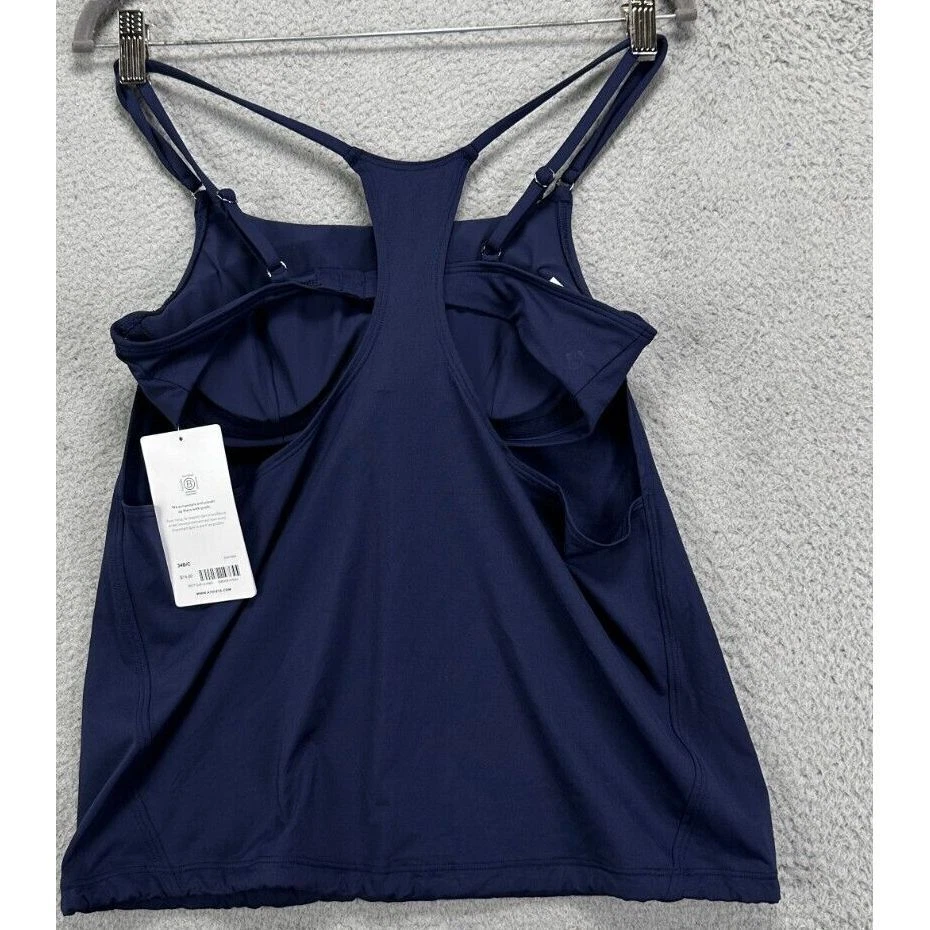 Athleta Bra Cup Womens 34B/C Blue Tankini Top Strap Halter Swimwear Ladies NEW - Image 2 of 4