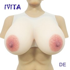 IVITA Silicone Breast Forms Crossdress FF Cup Artificial Big Nipple Boobs 2000g