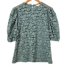 Adiva Top Sz M Puff Sleeve Floral Lace Top Cottagecore Femme Whimsy Blouse