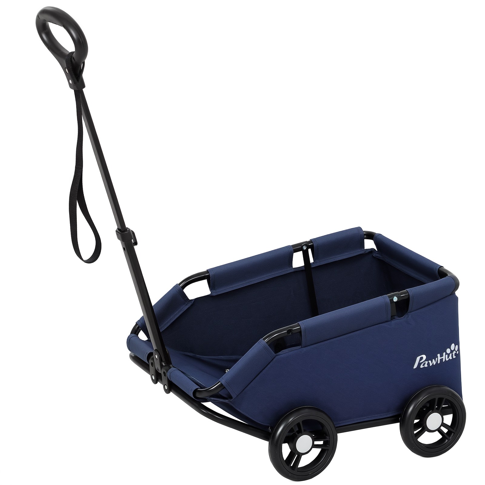 PawHut Passeggino Cani Pieghevole con Borsa Portaoggetti e Cuscino Blu Scuro