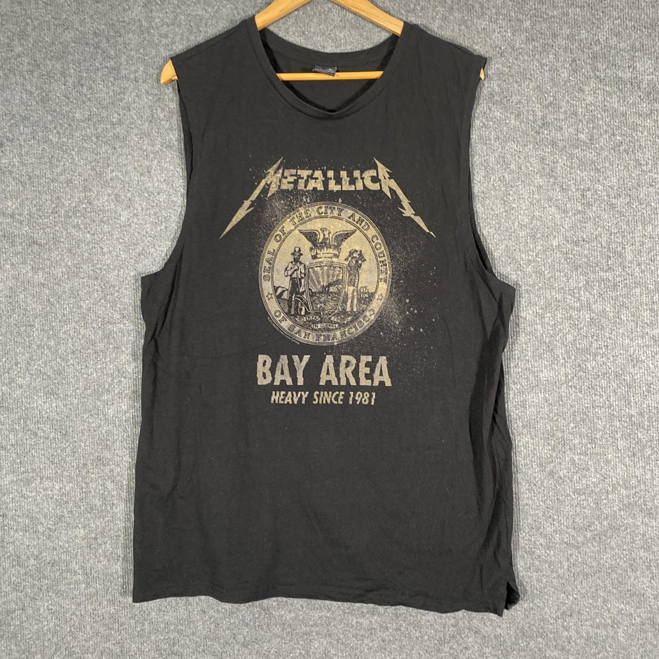 Metallica Tank Top Womens XL Black Bay Area Graphic Band Muscle Tee Retro