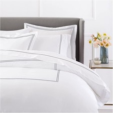 Luxury Soft Brushed 400-Thread-Count Egyptian Cotton Embroidered Duvet Cover ...