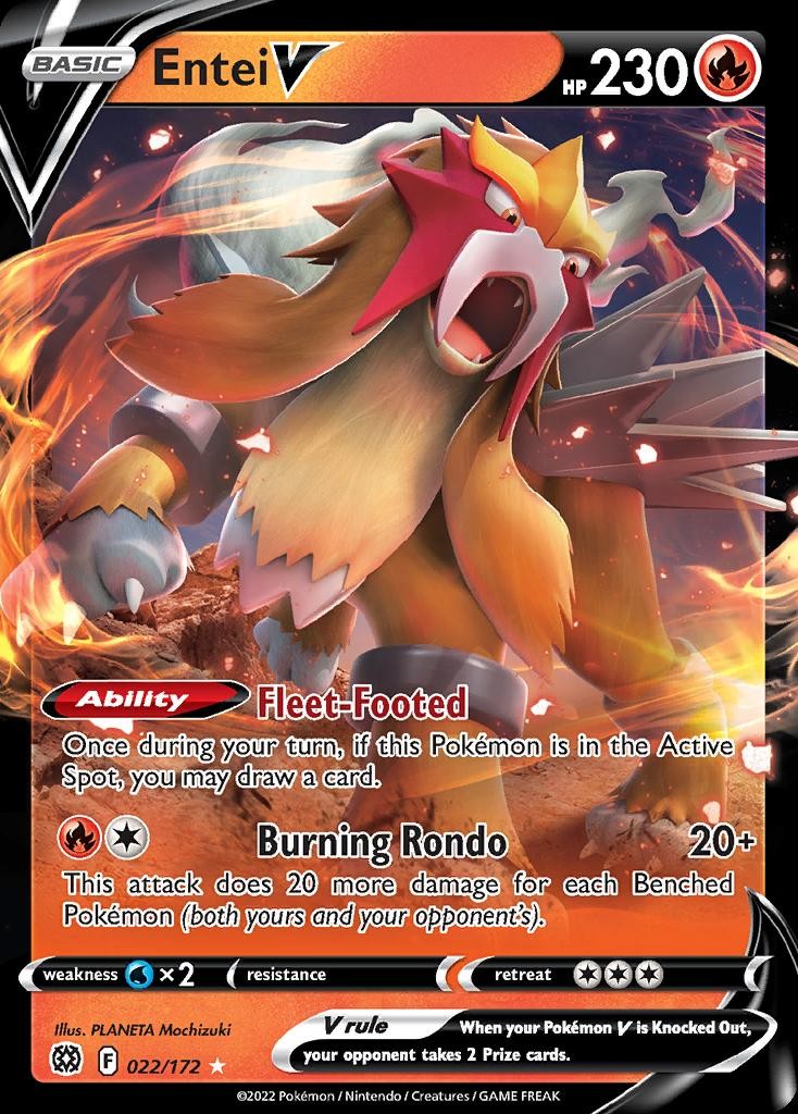 Pokemon Entei V (22/254) Brilliant Stars LP HOLO