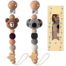 LSTRAGY Pacifier Clip, 2 Pack Pacifier Clips for Boys and Girls, Cute Koala
