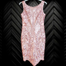 GODDIVA SIZE 8 PINK SEQUIN EMBELLISH DRESS GATSBY FLAPPER PARTY CLUB WEDDING EVE
