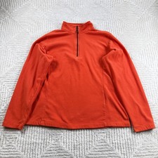 Lands End Fleece Quarter Zip Kids M 10-12 Orange ThermaCheck Pullover Jacket