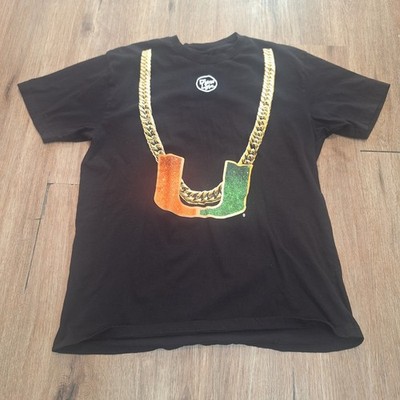 Dyme Lyfe Miami Hurricanes The U Turnover Gold Chain T-Shirt Men s Large Y2K 