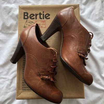Bertie Ladies Tan Leather Heeled Autumn Winter Smart Work