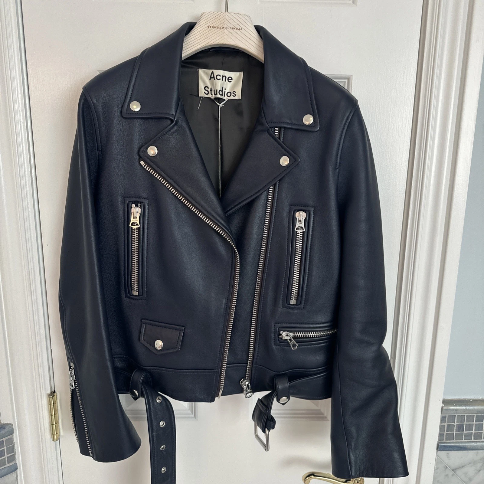 Giacca Motociclista ACNE STUDIOS Pelle Ritagliata 38 6