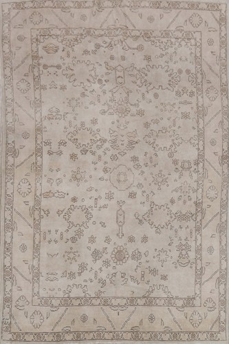 Semi-Antique Oushak Turkish Area Rug 6x10 Vegetable Dye Handmade Room Size Rug